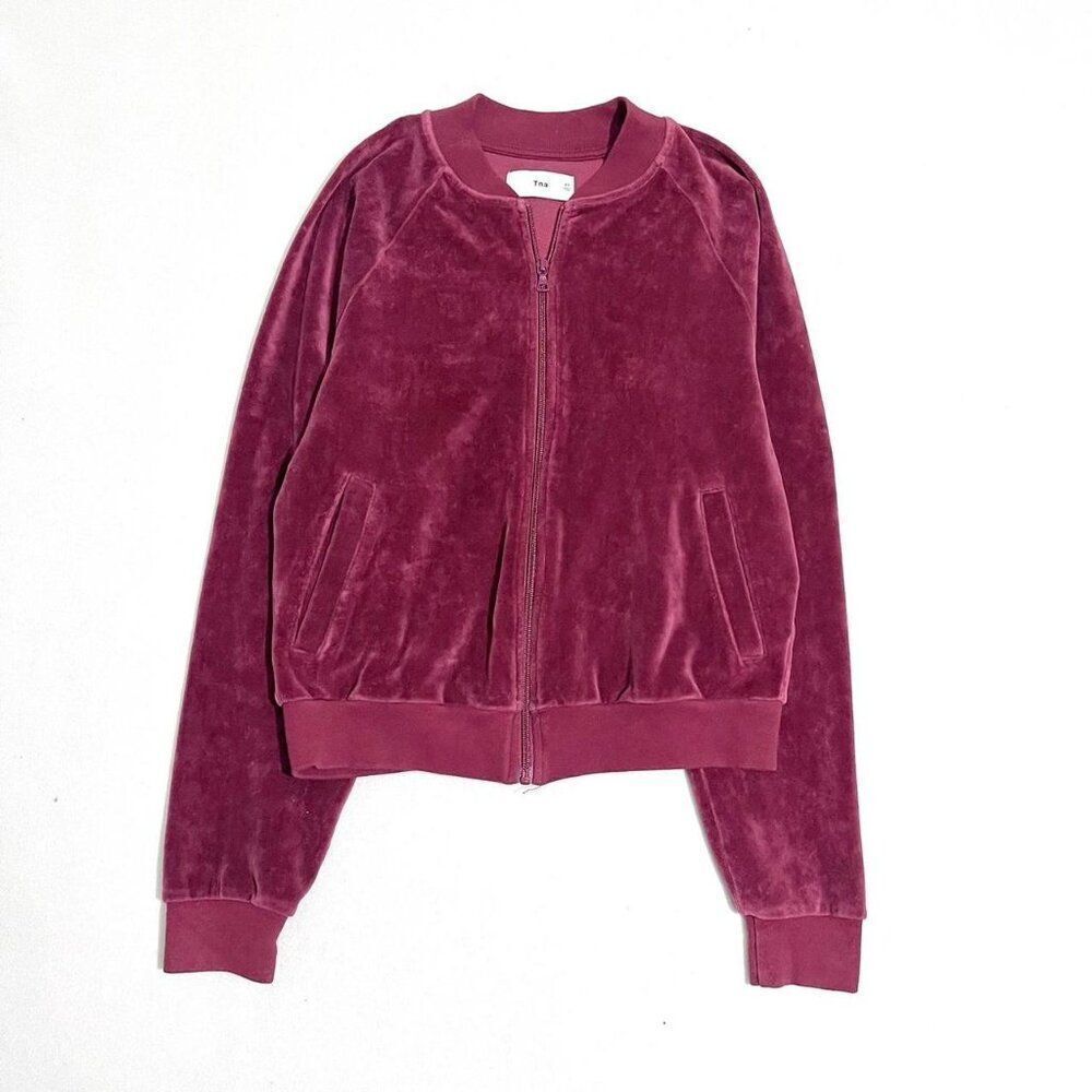 Aritzia TNA velvet zip up burgundy size XS